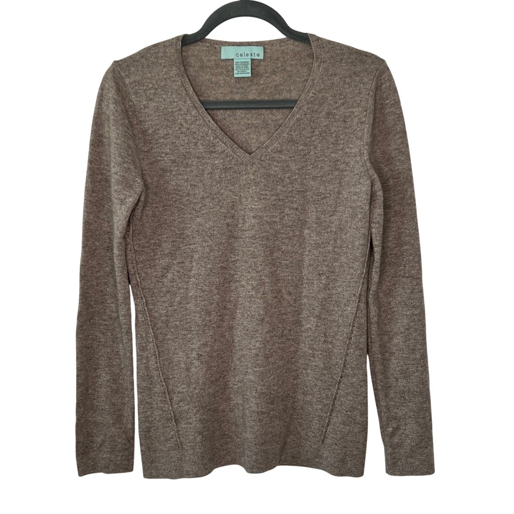 Celeste 100% Cashmere V-Neck‎ Sweater Women's Size Small Long Sleeve Knit